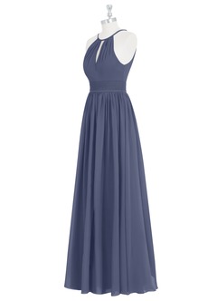 Azazie Cherish Jurken voor bruidsmeisjes Jurk van Chiffon met A-Lijn Geplooid Stormachtig image8