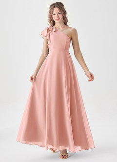 Azazie Arabella Junior Rosette A-Line Ruched Chiffon Dress image1