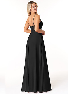 Azazie Moira Bridesmaid Dresses Black A-Line Scoop Chiffon Dress image5