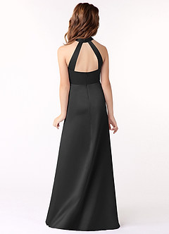 Azazie Laurel Junior Black A-Line Stretch Satin Dress image3