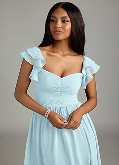 Azazie Anaya Brautjungfernkleider A-Linie Herzausschnitt Chiffon Kleid Wolke Blau image6