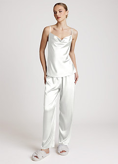 front Satijnen loungewearset met lange mouwen, 3-delig