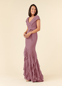 Azazie Bailora Mother of the Bride Dresses Vintage Mauve Mermaid Ruched Chiffon Dress image2