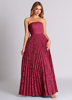 Azazie Mariana Bridesmaid Dresses Burgundy A-Line Strapless Floral Burnout Convertible Dress image5