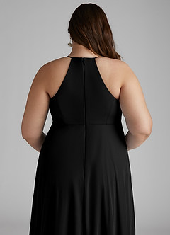 Azazie Annabelle vestidos de dama de honor de maternidad Vestido de Acampanado Cuello en V plisado Largo hasta el piso Malla image10