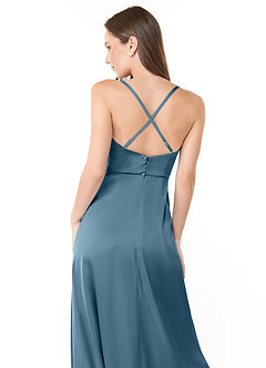 Azazie Naomie Bridesmaid Dresses Bermuda A-Line Cowl Neckline Side Slit Stretch Satin Dress image3
