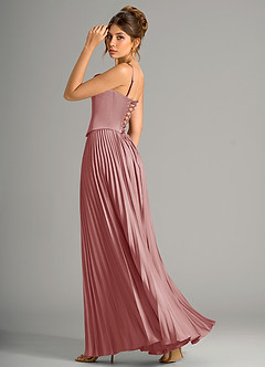 Azazie Saedra Bridesmaid Dresses Dusty Rose A-Line Corset Stretch Satin Dress image8