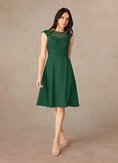 Azazie Klaus Kleider für die Brautmutter A-Linie Pailletten Schaufel Chiffon Kleider Dunkelgrün image3