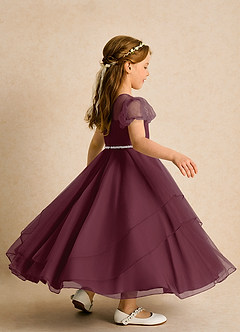 Azazie Duckie Blumenmädchenkleider Ballkleid Plissee Tüll Kleid Cabernetrot image2