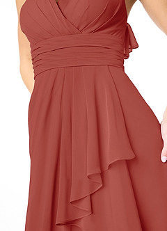 Azazie Aviv Bridesmaid Dresses Terracotta A-Line Pleated Chiffon Dress image4