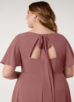 Azazie Kimber Bridesmaid Dresses Desert Rose A-Line Flounce Sleeve Chiffon Dress image14