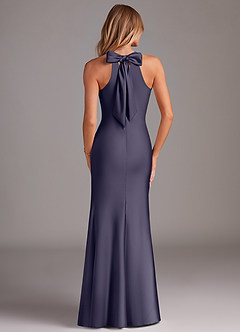 Azazie Doretta Bridesmaid Dresses Stormy Mermaid Pleated Stretch Satin Dress image2