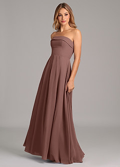 Azazie Lucienne Bridesmaid Dresses Espresso A-Line Strapless Chiffon Convertible Dress image4