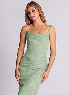 Azazie Sorrel Bridesmaid Dresses Dusty Sage Mermaid Corset Floral Burnout Convertible Dress image7