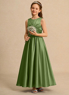 Azazie Ducky Girls Formal Flower Girl Dresses Juniper A-Line Pleated Stretch Satin Dress image5