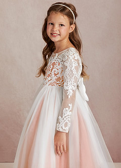 Azazie Elodie Flower Girl Dresses Ivory Mai Tai Ball-Gown Lace Dress image6