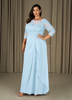 Azazie Calanthe Mother of the Bride Dresses Sky Blue A-Line Scoop Chiffon Dress image6
