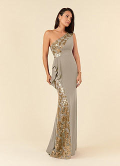 Azazie Aria Mère de la mariée Robes Robe Sirène en Dentelle Paillettes Taupe image2