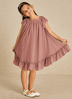 Azazie Tot Flower Girl Dresses Cedar Rose A-Line with Sleeves Chiffon Dress image4