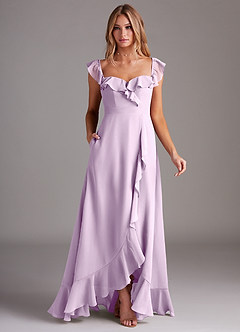 Azazie Lyra Bridesmaid Dresses Frosted Lilac A-Line Chiffon Convertible Dress image3