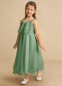 Azazie Bunie Flower Girl Dresses Matcha A-Line Spaghetti Strap Tulle Dress image6
