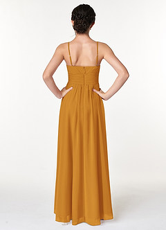 Azazie Catalina Junior Butterscotch A-Line Ruched Chiffon Dress image2