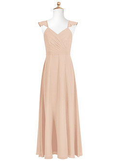 Azazie Emily Junior English Rose A-Line Ruched Chiffon Dress image5