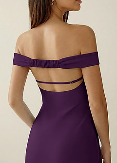 Gwendonme Grape Satin Crystal Linen Prom Dress image6