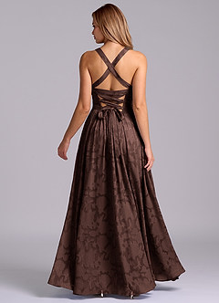 Azazie Francis Robes de demoiselle d'honneur Robe Trapèze en Blumen-Burnout Corset Ganache image6