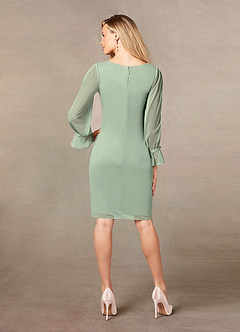 Azazie London Moeder van de bruid jurken Kolom Jurk van Mesh Stoffige Salie image2