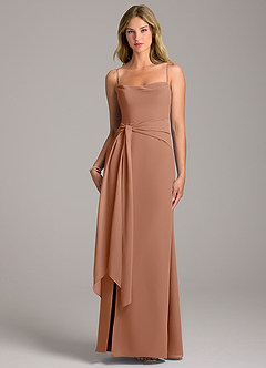 Azazie Tahlia Bridesmaid Dresses Bronzer A-Line with Belt Chiffon Dress image5
