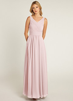 Azazie Pierrette Final Sale Blushing Pink A-Line Pleated Chiffon Dress image1