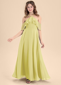 Azazie Tessabelle Junior Vestido de Sorbete De Limón de Gasa de Corte En A con Vestidos sin tirantes image6