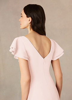 Azazie Peppermint Kleider für die Brautmutter Meerjungfrau-Linie Schaufel Gerüscht Stretch-Krepp Kleid Zartrosa image5
