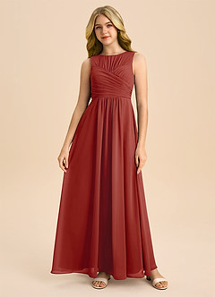 Azazie Skyla Junior Terracotta A-Line Pleated Chiffon Dress image2