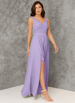 Azazie Kori Bridesmaid Dresses Lilac A-Line Pleated Chiffon Dress image1