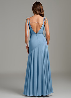 Azazie Dawn Bridesmaid Dresses Steel Blue Mermaid Pleated Chiffon Dress image5