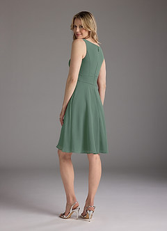Azazie Shirley Mother of the Bride Dresses Eucalyptus A-Line Scoop Pleated Chiffon Dress image7