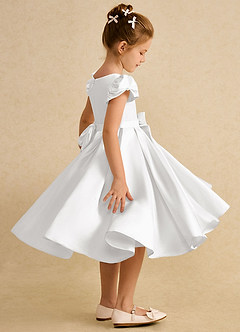 Azazie Pearl Abiti da Ragazza di Fiori Abito Principessa in Raso Opaco Plissettato Bianco image3