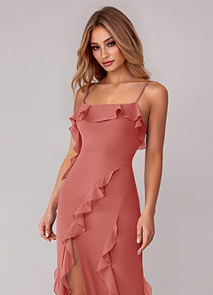 Azazie Malia Bridesmaid Dresses Antique Rose Sheath Ruched Chiffon Dress image2