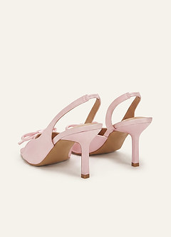 front Handcrafted Bow Open Toe Slingback Heels