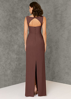 Azazie Flori Bridesmaid Dresses Espresso Sheath Square Neckline Chiffon Dress image2