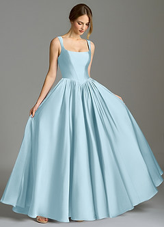 Azazie Verina Suknie dla druhen Linia A Pofałdowany Satyna elastyczna Do ziemi Sukienka image5