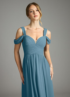 Azazie Lianne Bridesmaid Dresses Bermuda A-Line Off the Shoulder Chiffon Dress image3