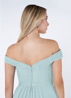 Azazie Audrianna Bridesmaid Dresses Mist A-Line Off-The-Shoulder Gathered Chiffon Convertible Dress image6