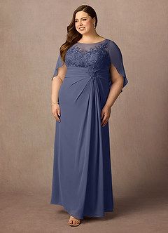Azazie Hera Mother of the Bride Dresses Stormy A-Line Lace Capelet Chiffon Dress image9
