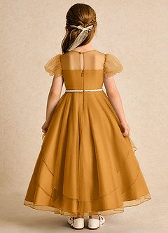 Azazie Duckie Robe Demoiselle D'honneur Fillette Robe Princesse en Tulle Plissée Caramel écossais image5