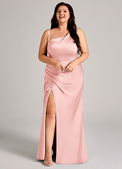 Azazie Madelyn Brudepigekjoler Havfrue En skulder Stræk satin Gulv-længde Kjole image15