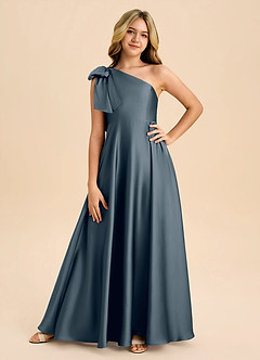 Azazie Penguin Junior Abito A-Line in Raso Elasticizzato Fiocco Crepuscolo image3