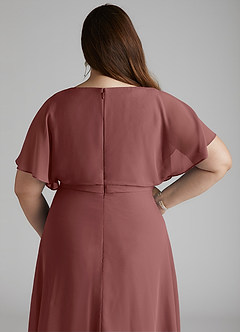 Azazie Aaliyah Modest Bridesmaid Dresses A-Line Scoop Pleated Chiffon Floor-Length Dress image10